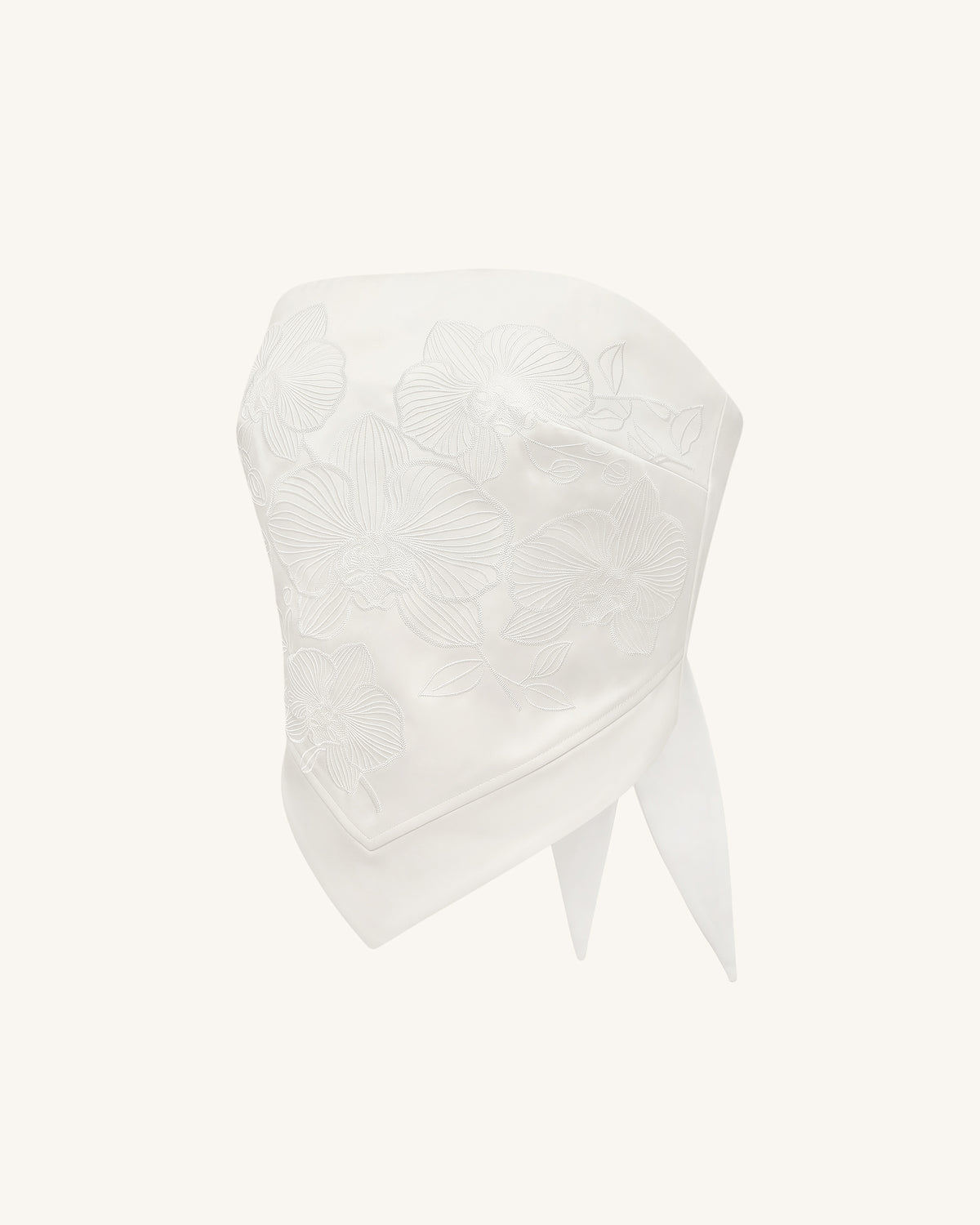 Orchid Embroidered Strapless Handkerchief Top - White