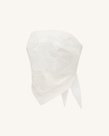 Orchid Embroidered Strapless Handkerchief Top - White