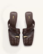 Noemi Woven Hardware Closed-Toe Mules - Dark Brown