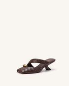Noemi Woven Hardware Closed-Toe Mules - Dark Brown
