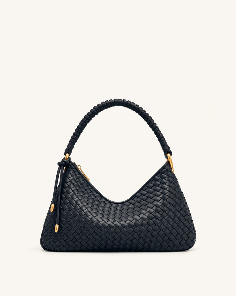 Lorena Woven Shoulder Bag - Navy Blue