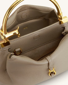 Bruna Dachshund Metal Handle Top Handle Bag - Light Brown