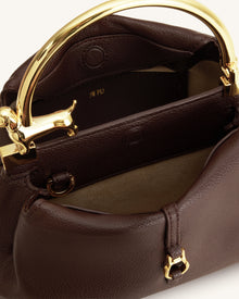 Bruna Dachshund Metal Handle Top Handle Bag - Dark Brown
