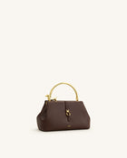 Bruna Dachshund Metal Handle Top Handle Bag - Dark Brown