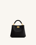 Lucia Elephant-Effect Top Handle Bag - Black