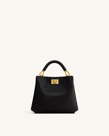 Lucia Elephant-Effect Top Handle Bag - Black