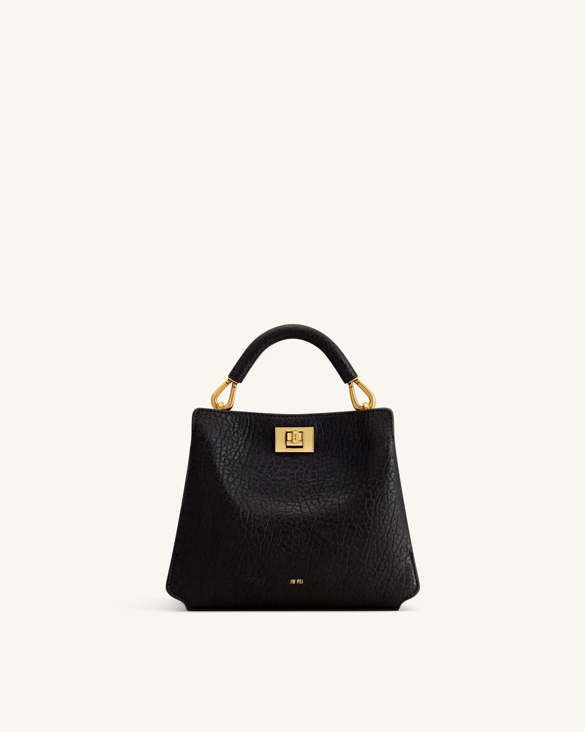 Lucia Elephant-Effect Top Handle Bag - Black