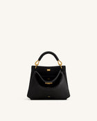 Lucia Elephant-Effect Top Handle Bag - Black