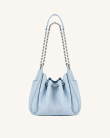 Rowan Faux Suede Quilted Chain Bucket Bag - Blue
