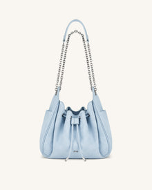 Rowan Faux Suede Quilted Chain Bucket Bag - Blue