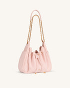 Rowan Faux Suede Quilted Chain Bucket Bag - Pink