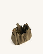 Rowan Faux Suede Quilted Chain Bucket Bag - Olive Green