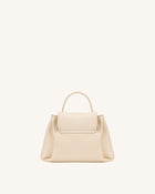 Rhea Small Pebbled Double Buckle Shoulder Bag - White