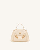 Rhea Small Pebbled Double Buckle Shoulder Bag - White