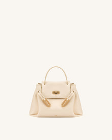 Rhea Small Pebbled Double Buckle Shoulder Bag - White