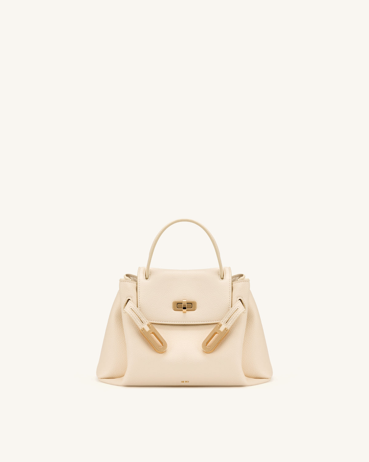 Rhea Small Pebbled Double Buckle Shoulder Bag - White