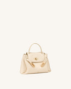 Rhea Small Pebbled Double Buckle Shoulder Bag - White