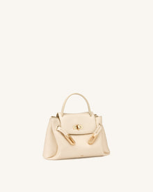 Rhea Small Pebbled Double Buckle Shoulder Bag - White
