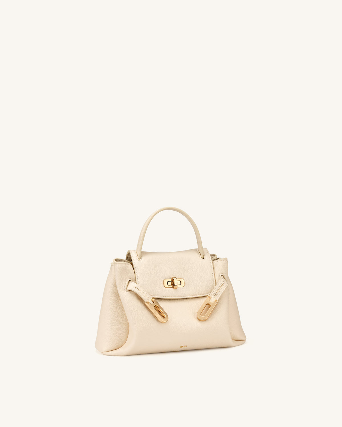 Rhea Small Pebbled Double Buckle Shoulder Bag - White