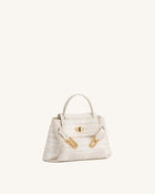 Rhea Small Double Buckle Shoulder Bag - White Croc