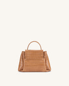 Rhea Small Double Buckle Shoulder Bag - Light Brown Croc