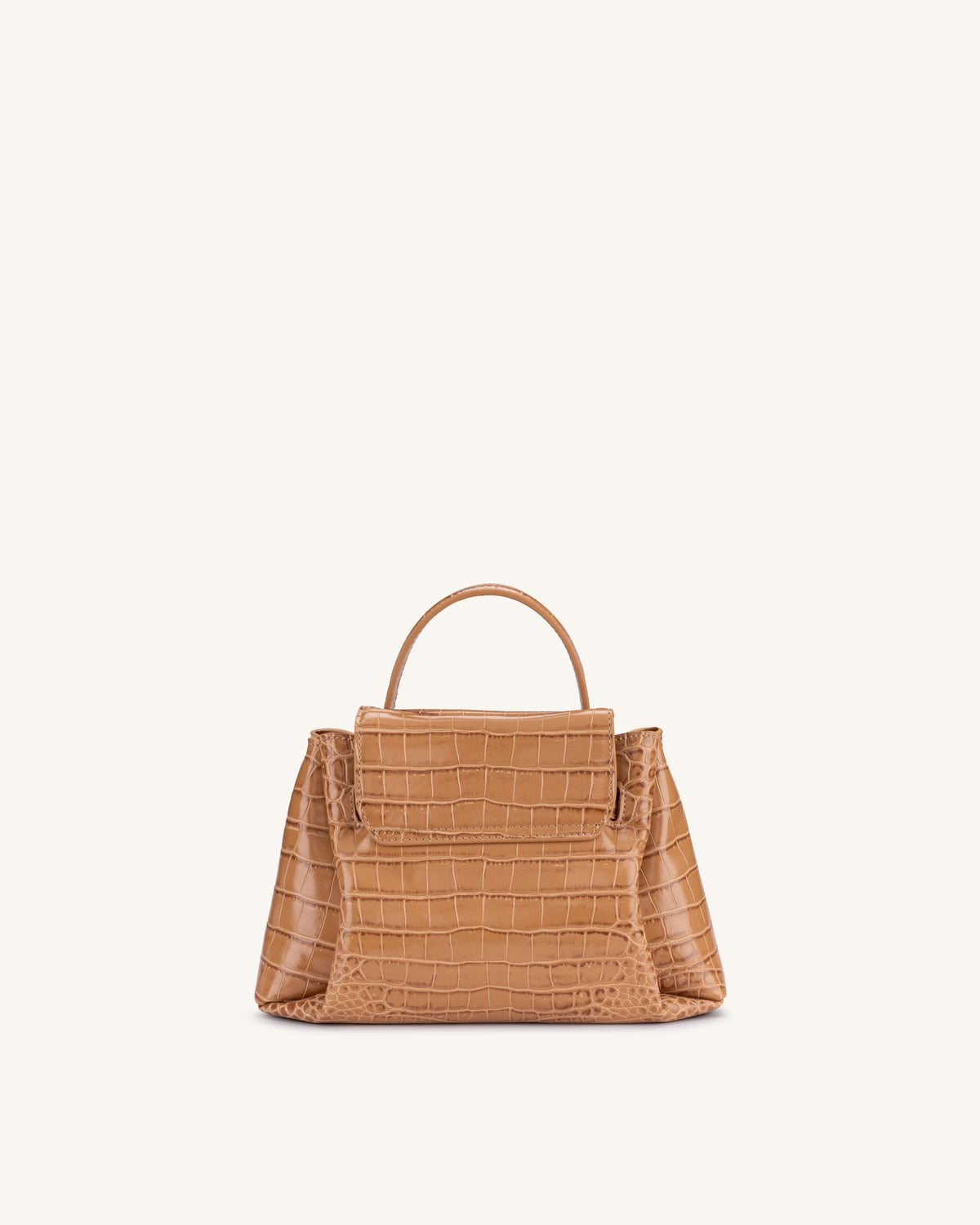 Rhea Small Double Buckle Shoulder Bag - Light Brown Croc