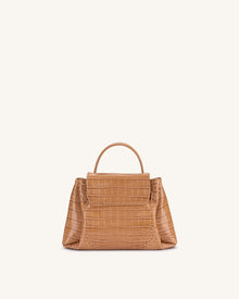 Rhea Small Double Buckle Shoulder Bag - Light Brown Croc