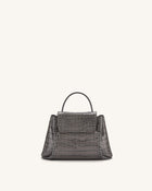 Rhea Small Double Buckle Shoulder Bag - Grey Croc