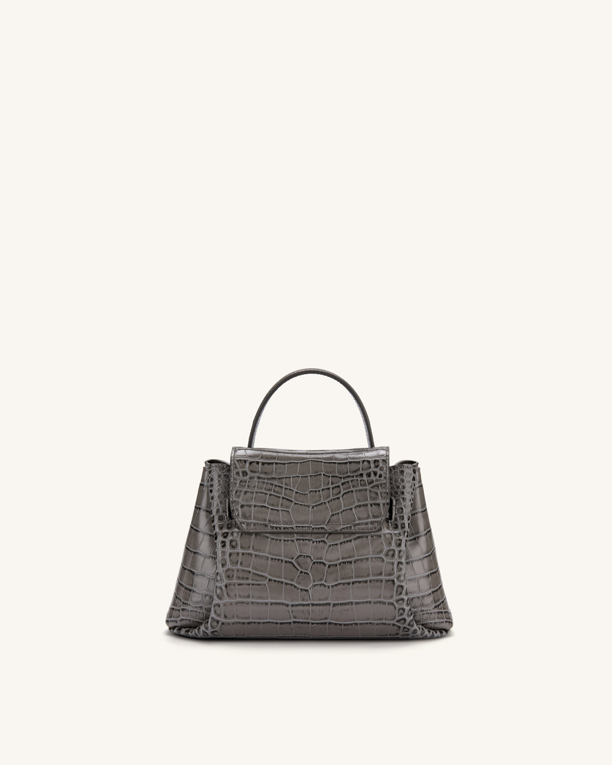 Rhea Small Double Buckle Shoulder Bag - Grey Croc