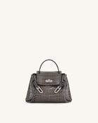 Rhea Small Double Buckle Shoulder Bag - Grey Croc