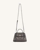 Rhea Small Double Buckle Shoulder Bag - Grey Croc