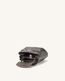 Rhea Small Double Buckle Shoulder Bag - Grey Croc