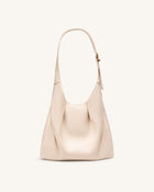 Alina Pebbled Hobo Bag - White