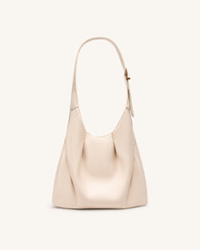 Alina Pebbled Hobo Bag - White