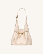 Alina Pebbled Hobo Bag - White