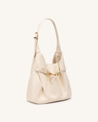 Alina Pebbled Hobo Bag - White