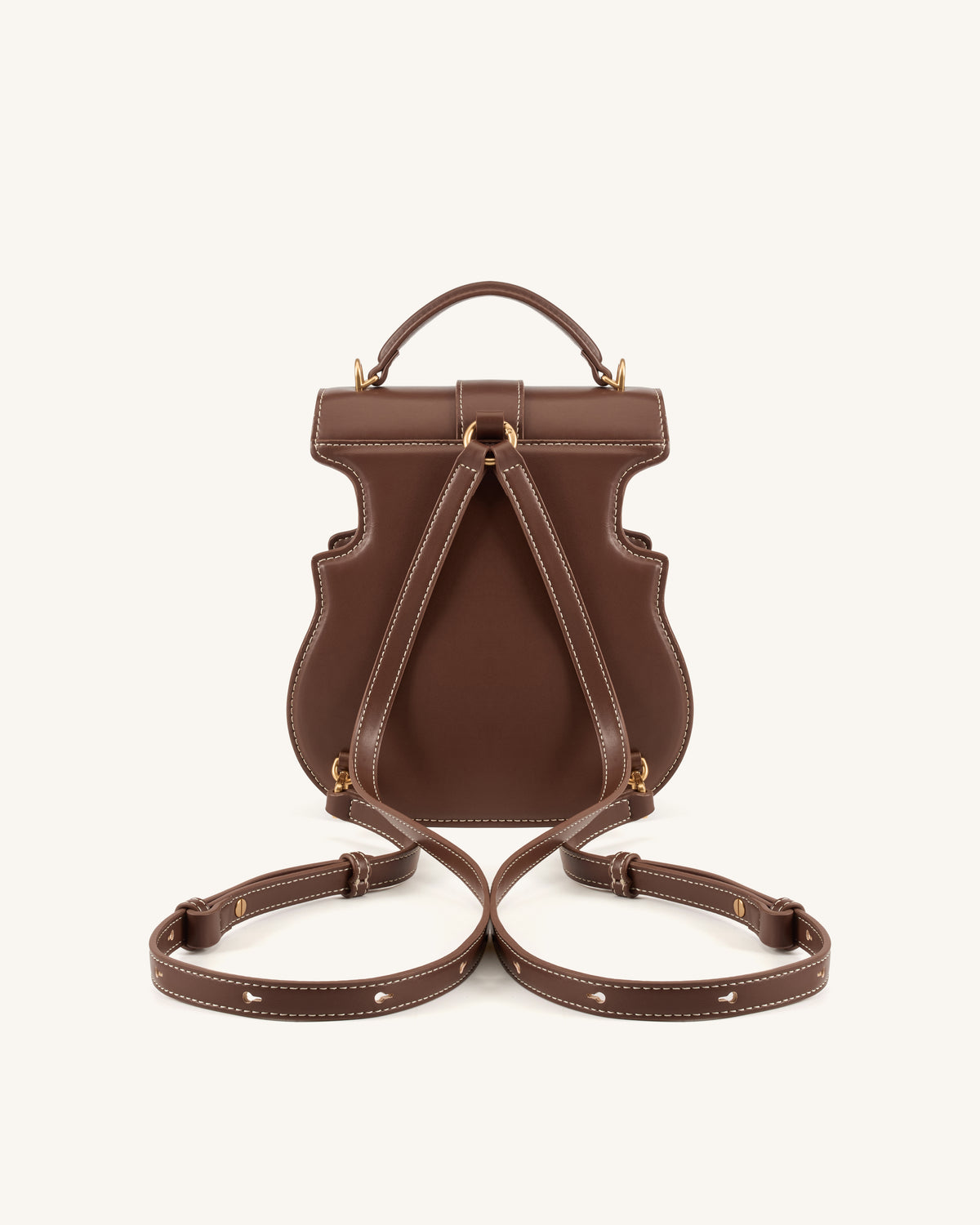 Violin Shape Top Handle Bag - Dark Brown