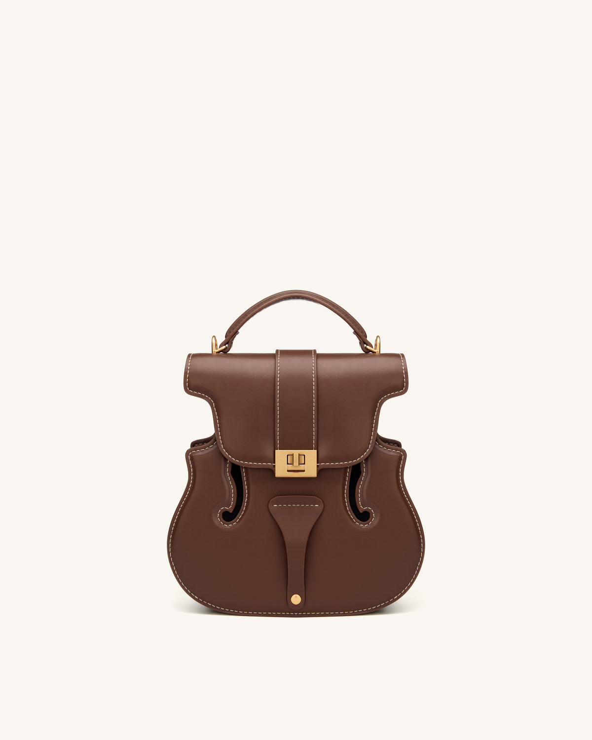 Violin Shape Top Handle Bag - Dark Brown