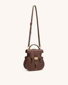 Violin Shape Top Handle Bag - Dark Brown