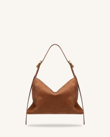 Sienna Faux Suede Hobo Bag - Brown