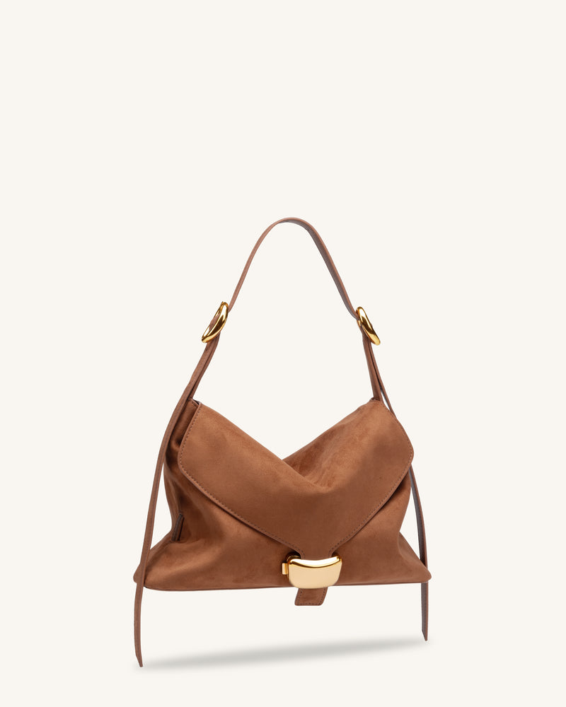 Sienna Faux Suede Hobo Bag - Brown