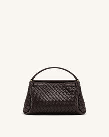 Carmen Woven Top Handle Bag - Dark Brown