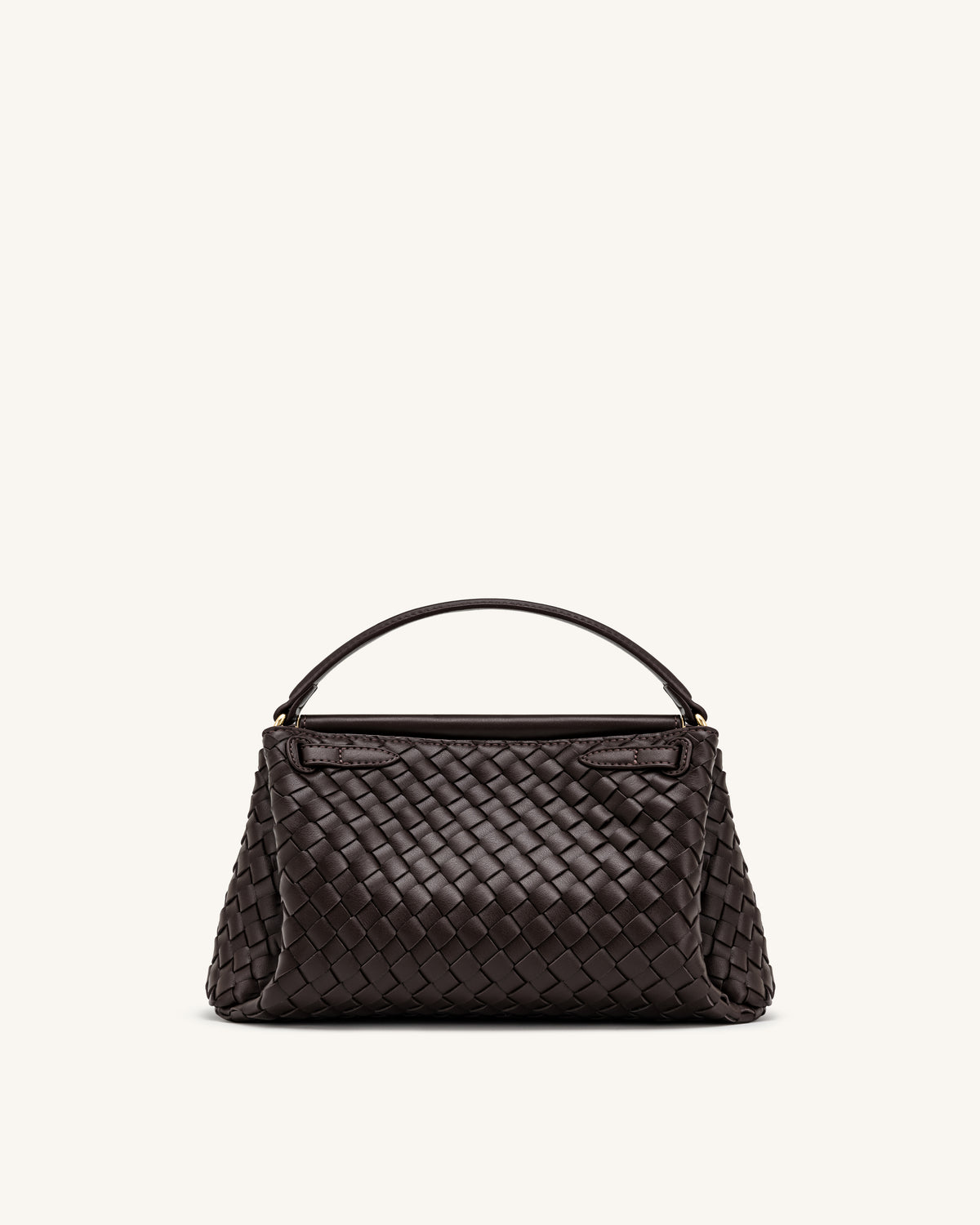 Carmen Woven Top Handle Bag - Dark Brown