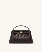 Carmen Woven Top Handle Bag - Dark Brown