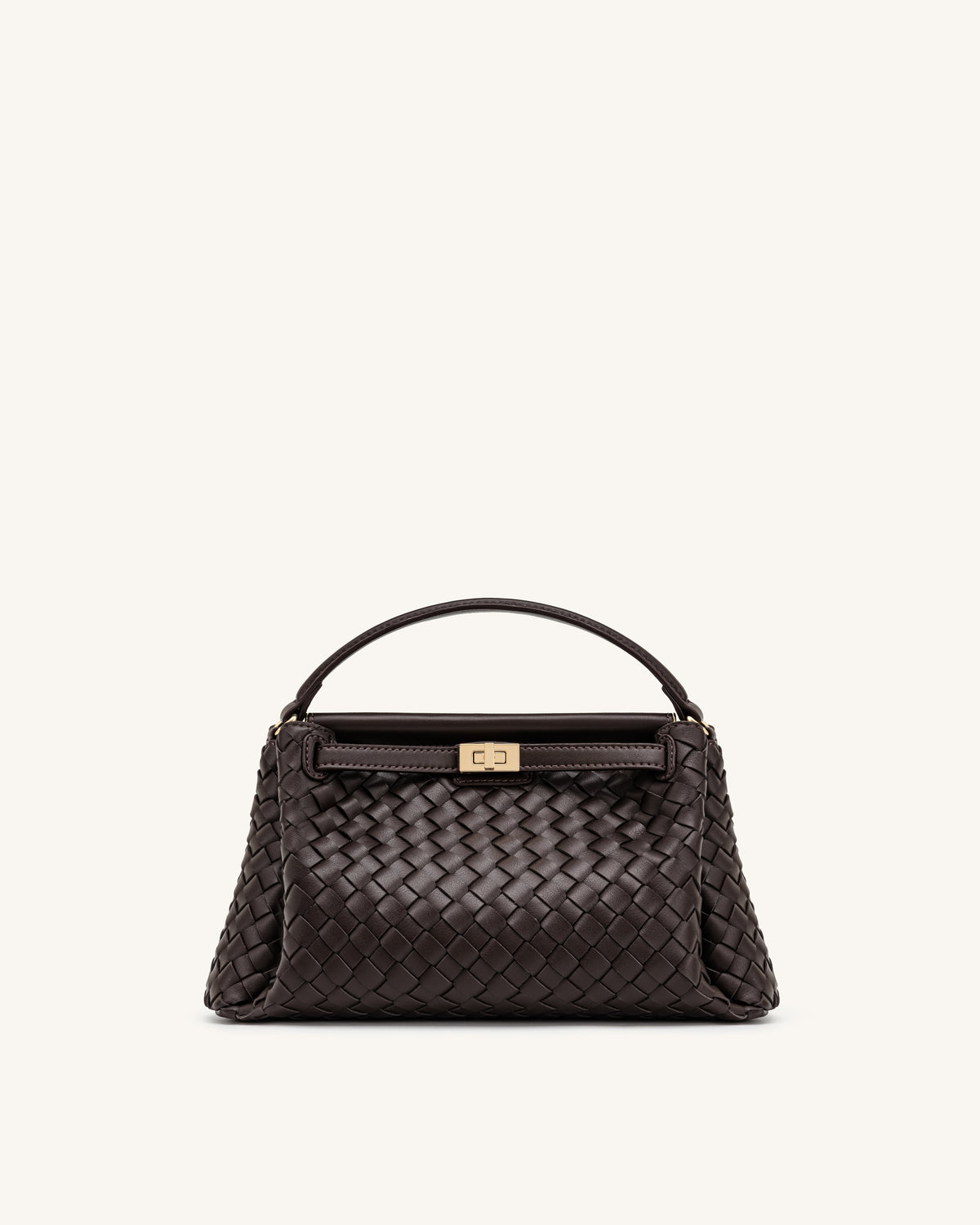 Carmen Woven Top Handle Bag - Dark Brown