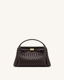 Carmen Woven Top Handle Bag - Dark Brown