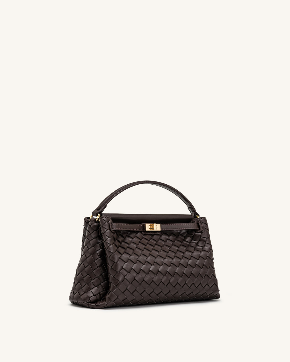 Carmen Woven Top Handle Bag - Dark Brown