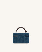 Cleo Box Shape Top Handle Bag - Dark Blue Denim