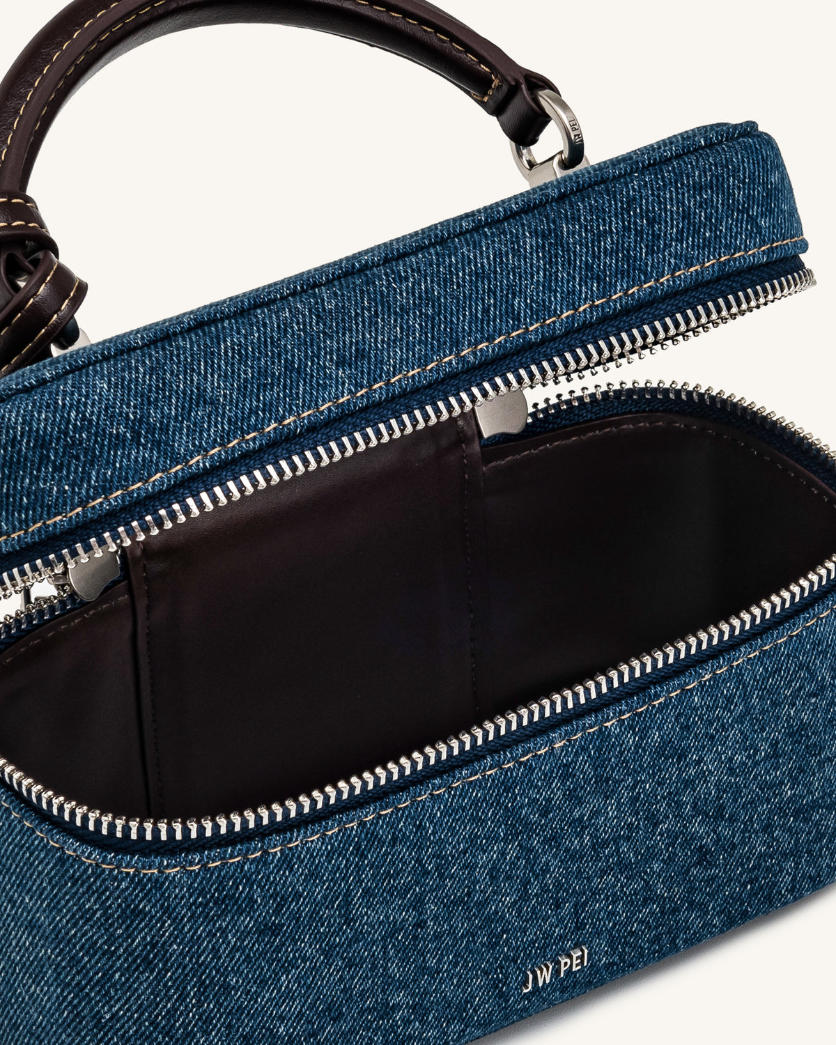 Cleo Box Shape Top Handle Bag - Dark Blue Denim