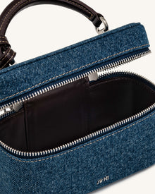 Cleo Box Shape Top Handle Bag - Dark Blue Denim